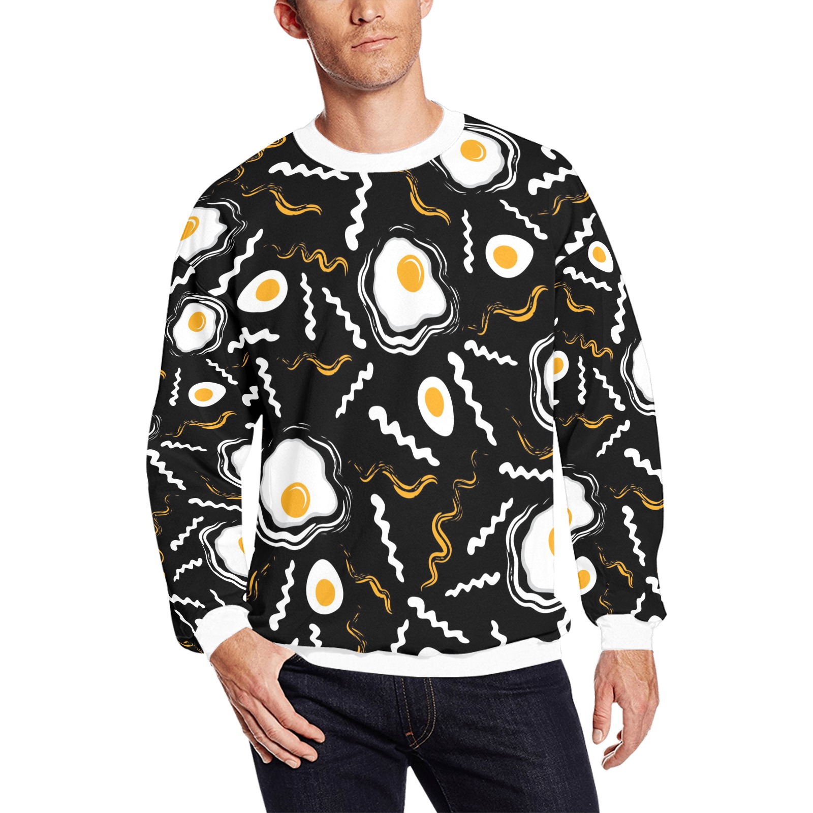 Men's All Over Print Sweatshirt (Model H18) with Egg and Bacon Design
