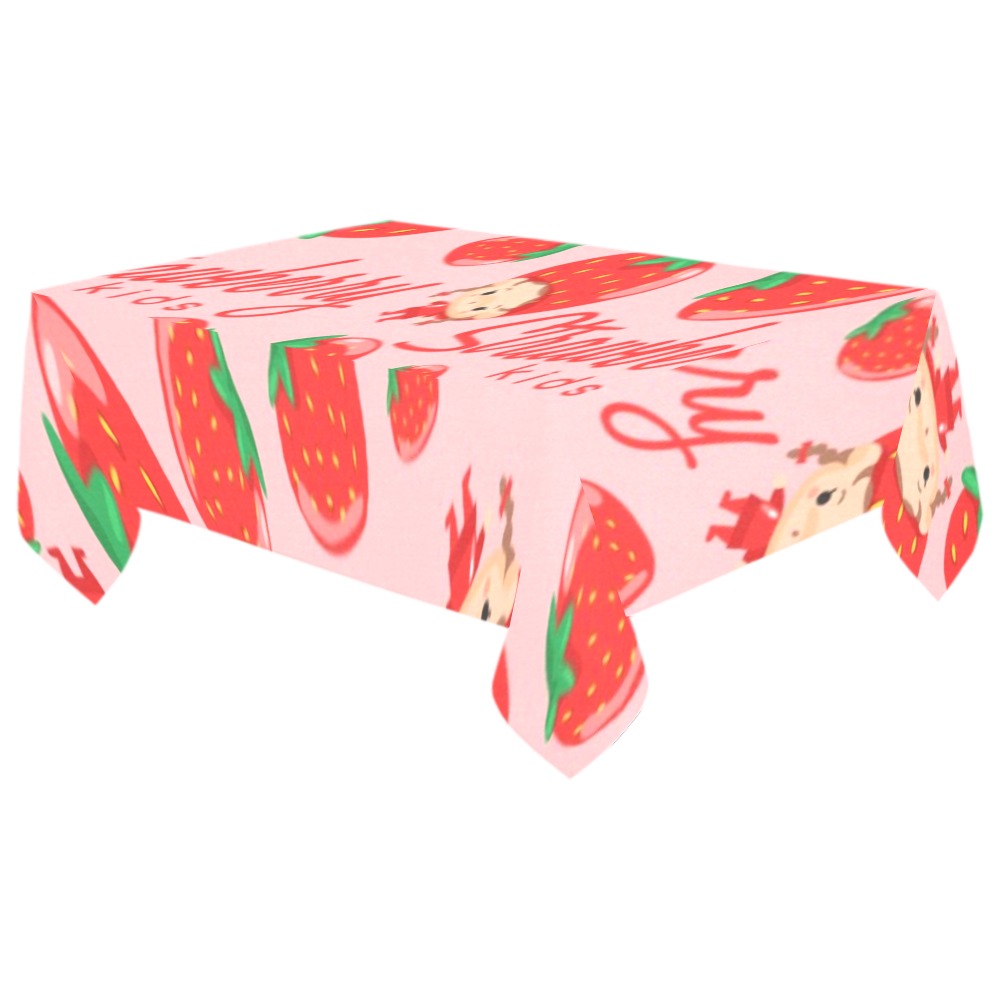 Strawberry print polyester tablecloth 104"x60" for dining table