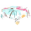 Ronior polyester tablecloth featuring tropical flamingo, palm tree, and sun design, perfect for parties.