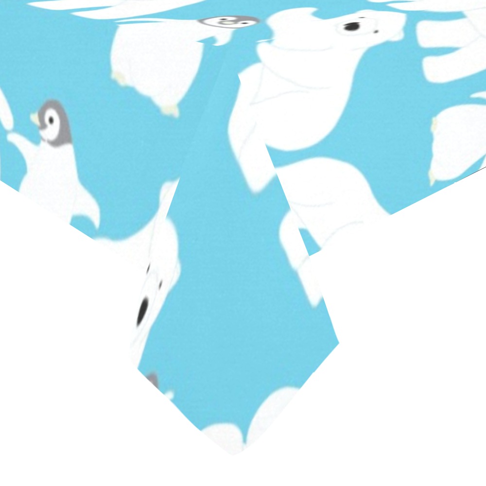 Light blue Thickiy Ronior Tablecloth with polar bear pattern. 90x60 inch polyester for dining and parties.