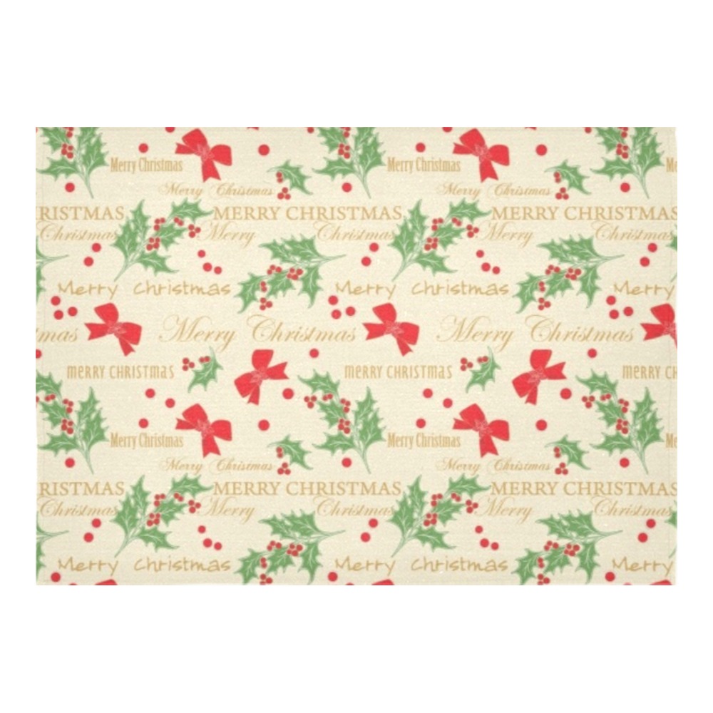 Thickiy Ronior Polyester Tablecloth - Festive holiday print with red bows and holly, 84x60 inches, for dining.