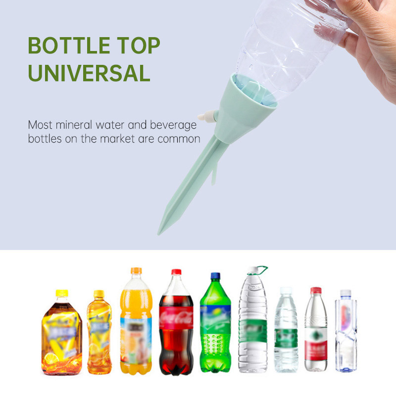 Hand pouring water from a bottle into the mint green spike before a trip