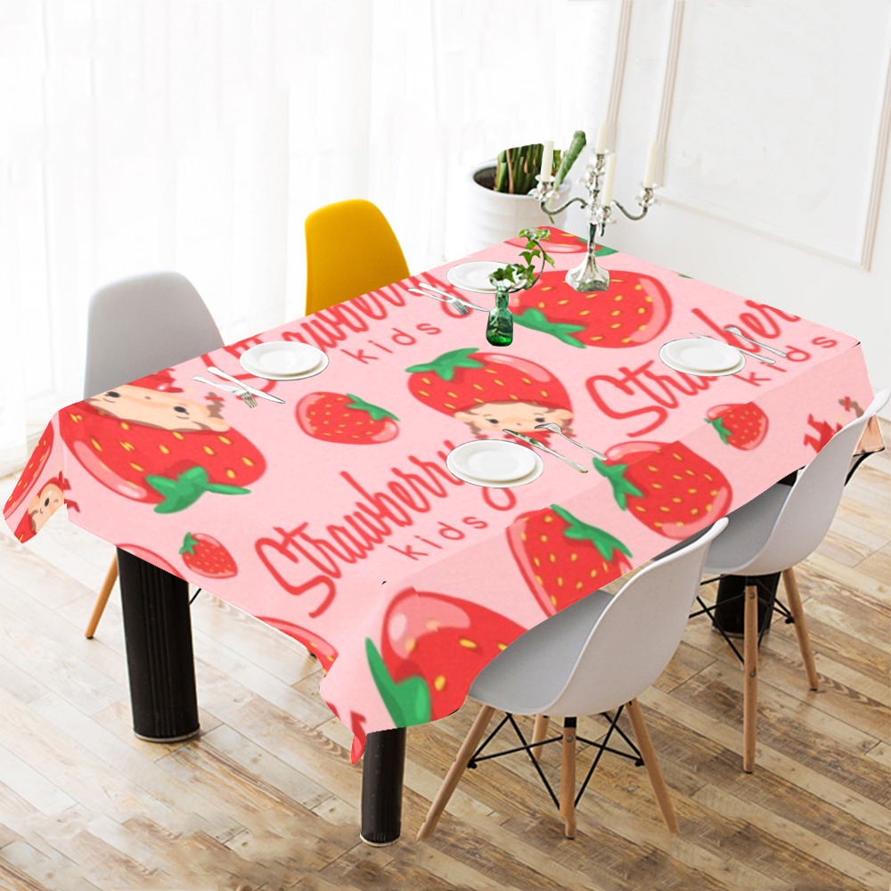 Strawberry print tablecloth 104"x60" for dining table, made of polyester