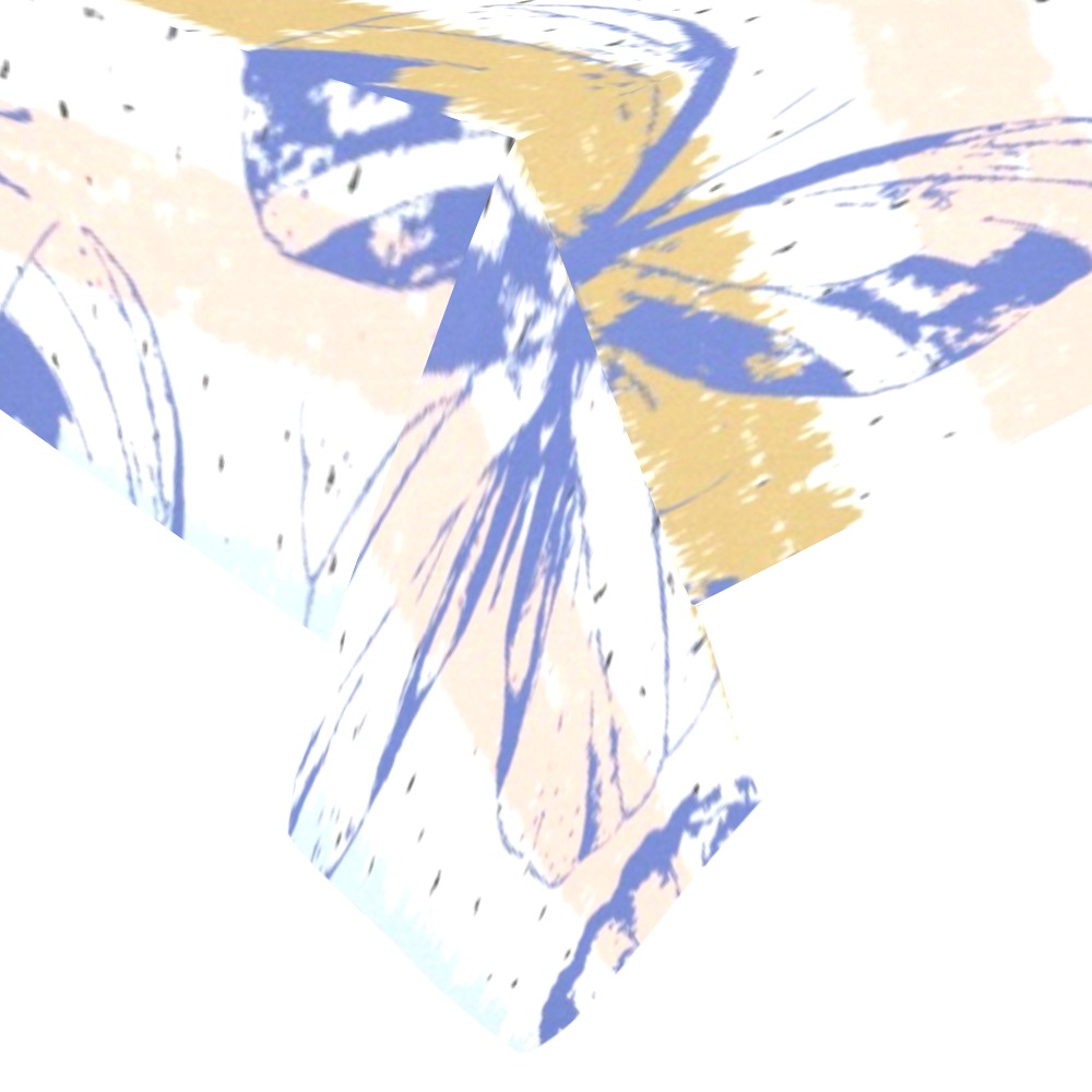 120" x 60" Polyester Tablecloth with abstract butterfly pattern, suitable for dining and parties.