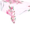 Pink floral polyester tablecloth 90x60 inch, perfect for dining and parties