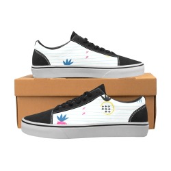 Women's lace-up canvas shoes (Model E001-2) with black accents and logo, Oxford fabric, casual style