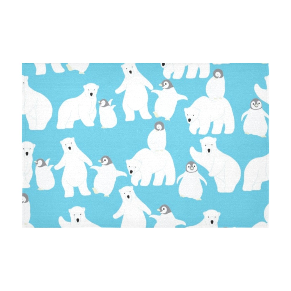 Thickiy Ronior Tablecloth with polar bear pattern, 90x60 inch, light blue polyester for dining.