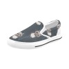 Men's Model 019 canvas slip-on shoes with all-over pattern, white sole, and elastic goring.