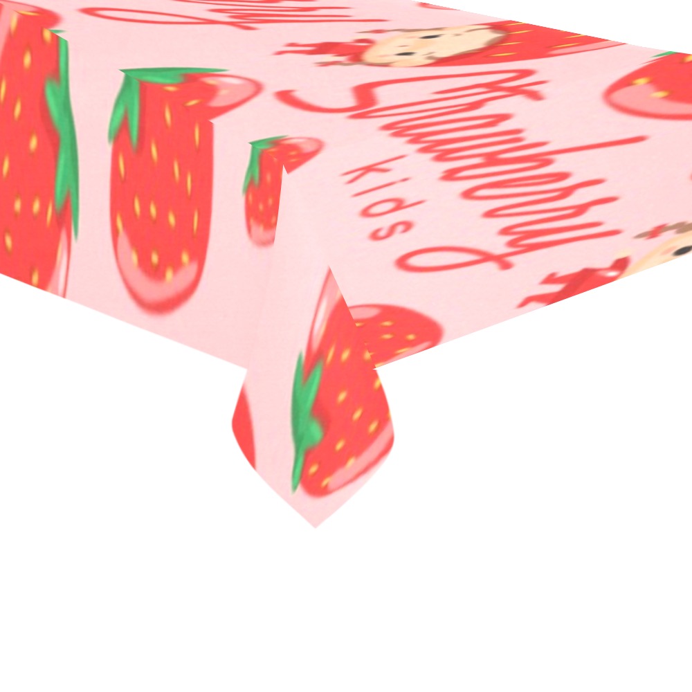 Strawberry print polyester tablecloth 104"x60" for dining table