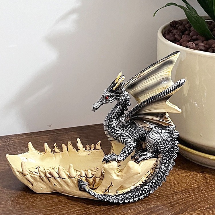 Dragon tray on a wooden table as a styled decor piece