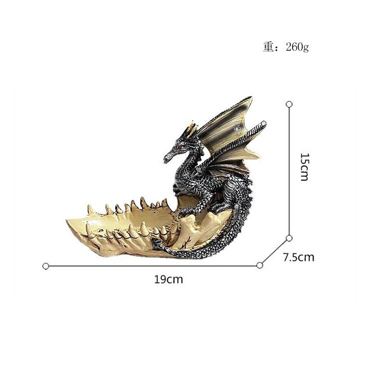 Dragon sculpture tray photographed as a styled decor piece