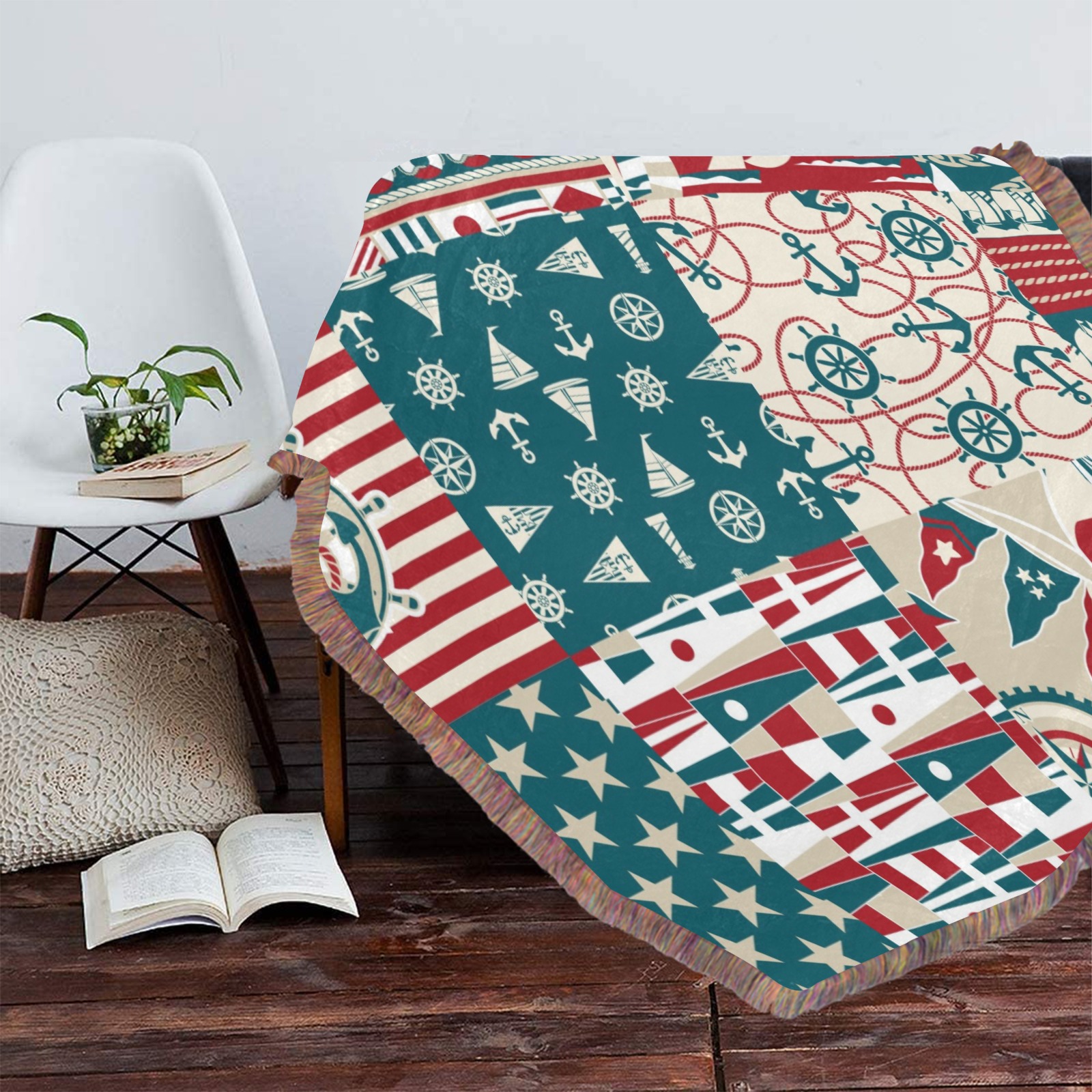 Mixed green fringe blanket with star and triangle patterns, ultra-soft polyester, perfect for indoor use, 30x40 inches