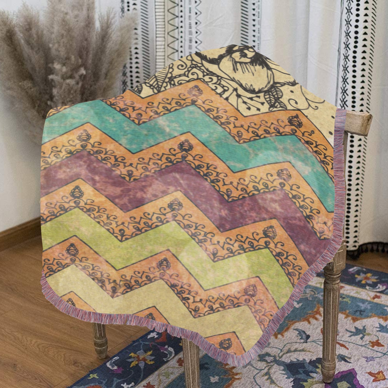 Ultra-Soft Mixed Pink Fringe Blanket with Chevron Design - 60x80 inch