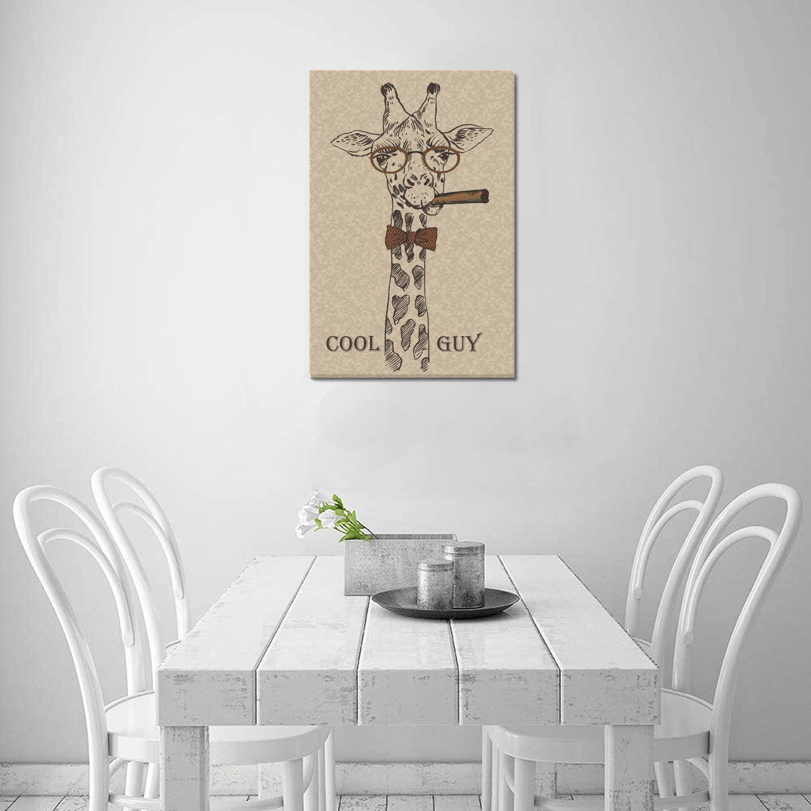 Frame Canvas Print 16x24 - Giraffe with Cigar "Cool Guy"