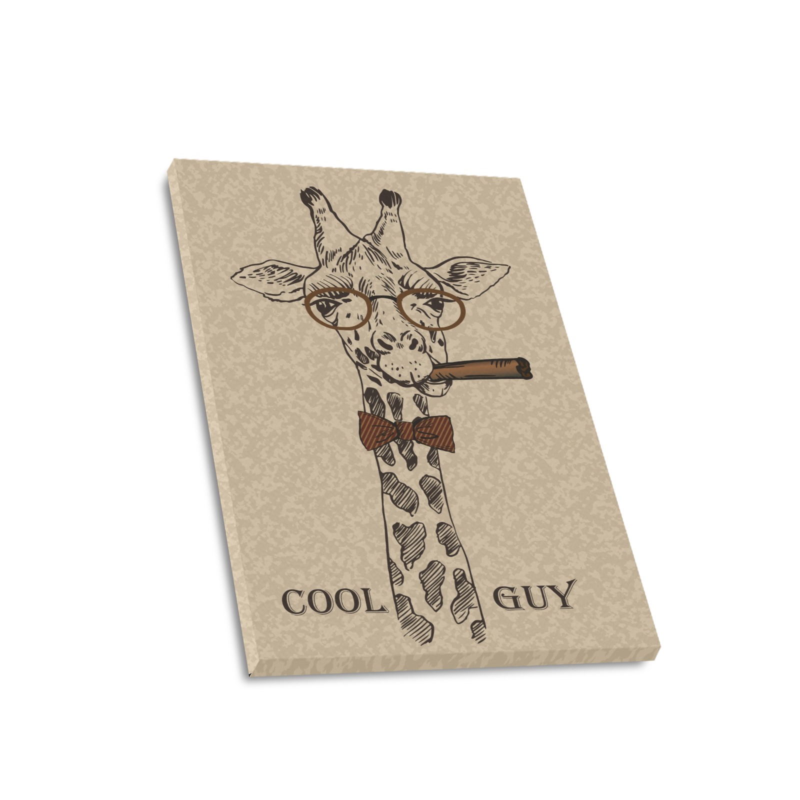 Cool Guy Giraffe Canvas Print 16x24 inch, humorous art for home decor, cotton canvas, wooden frame.
