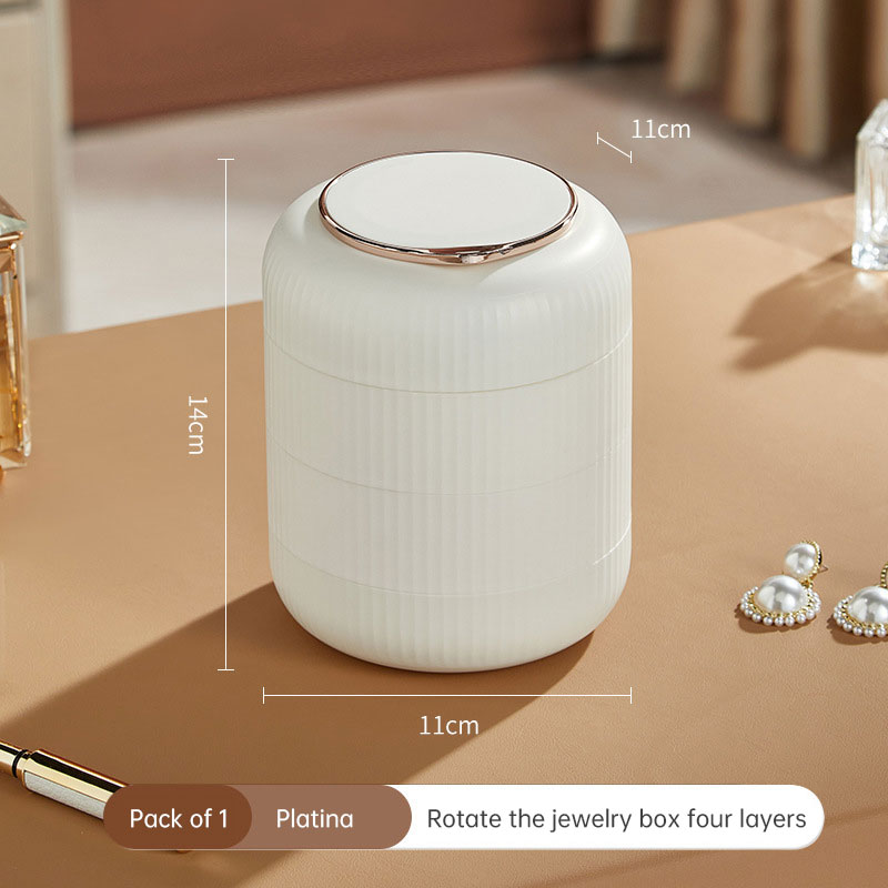 Platina pearl white jewelry box with rose-gold lid trim close up