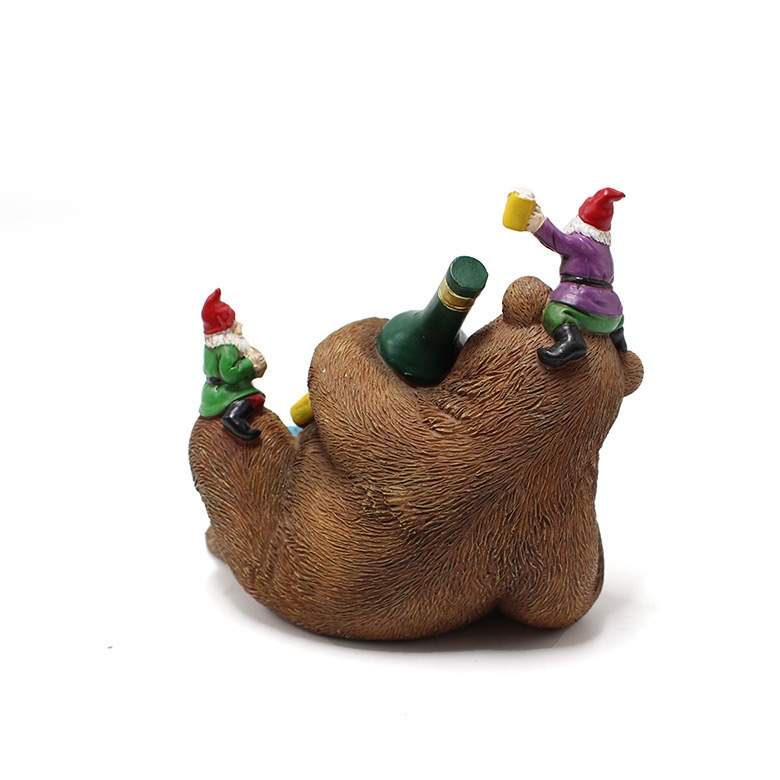 Rear view of the bear figurine showing the finished back and bottle neck