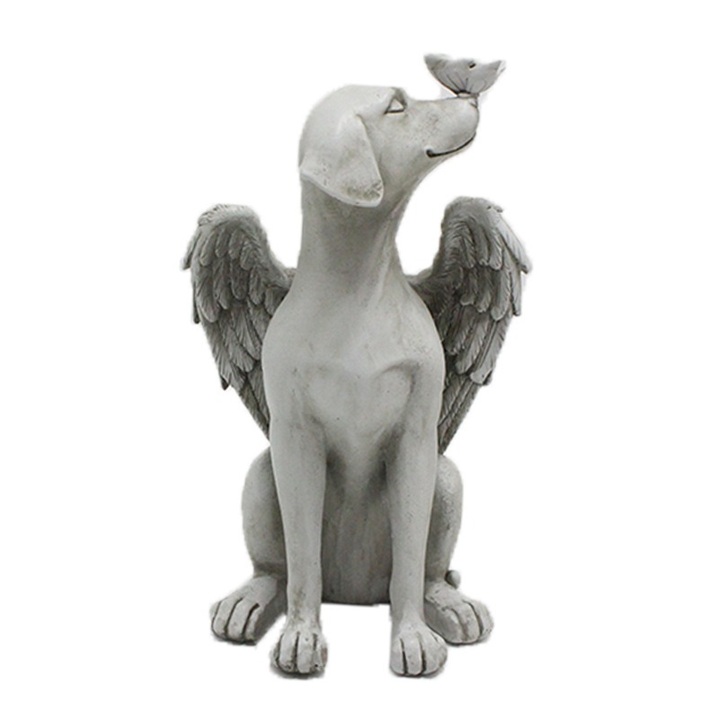 Grey resin angel memorial statue shown as a third product photo