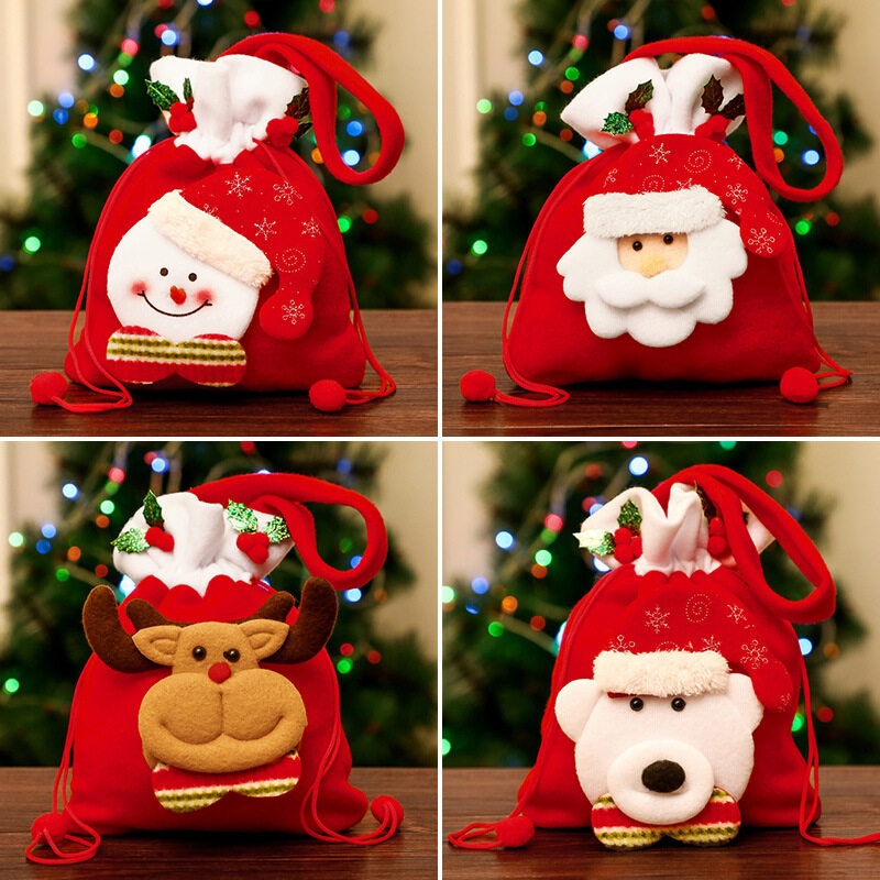 Snowman-face Christmas bag on a cosy holiday table