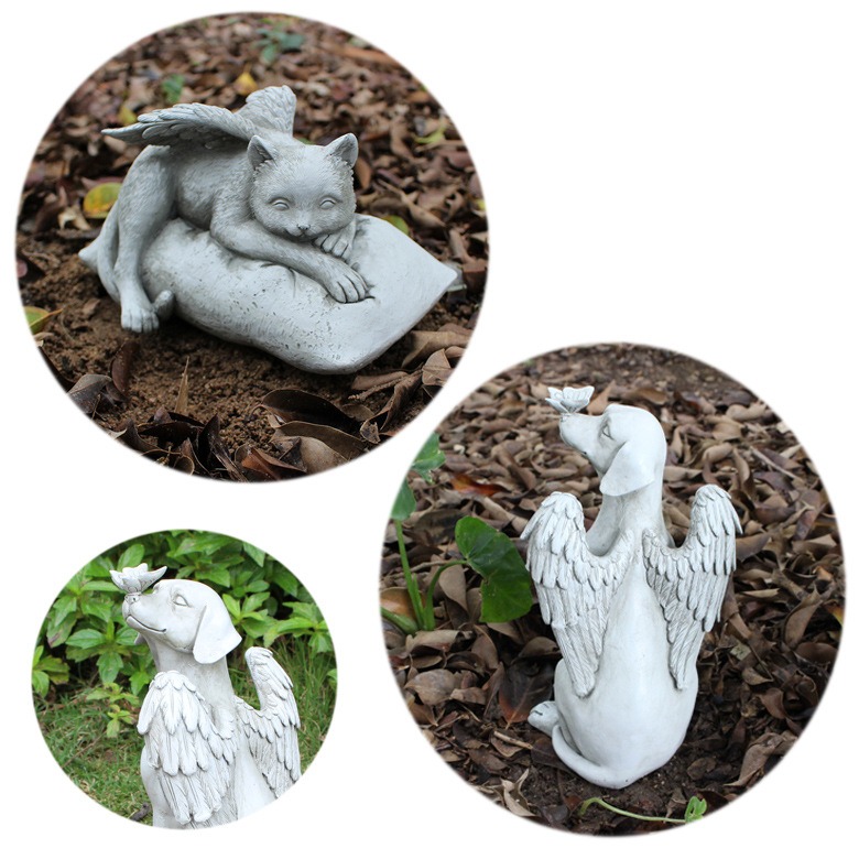 Grey resin angel memorial statue shown as a second product photo