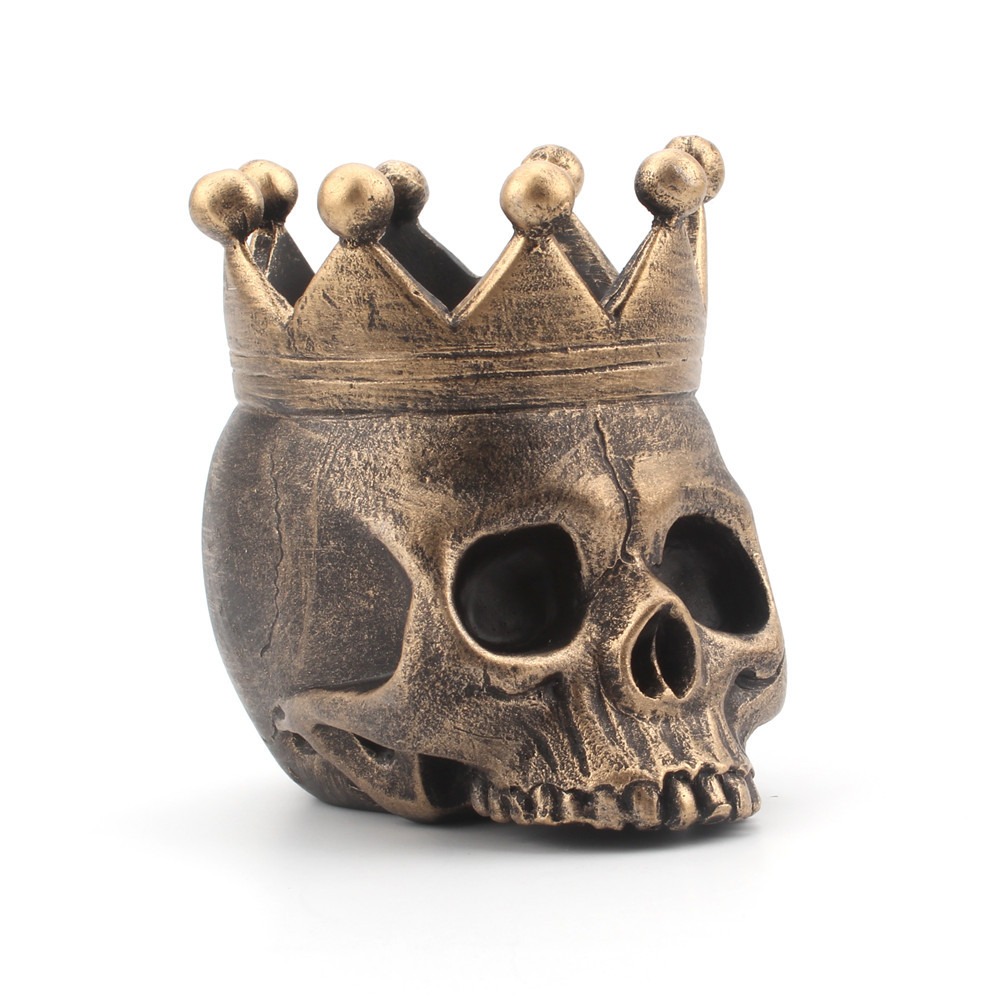 Side profile of bronze skull crown showing depth of the crown cup