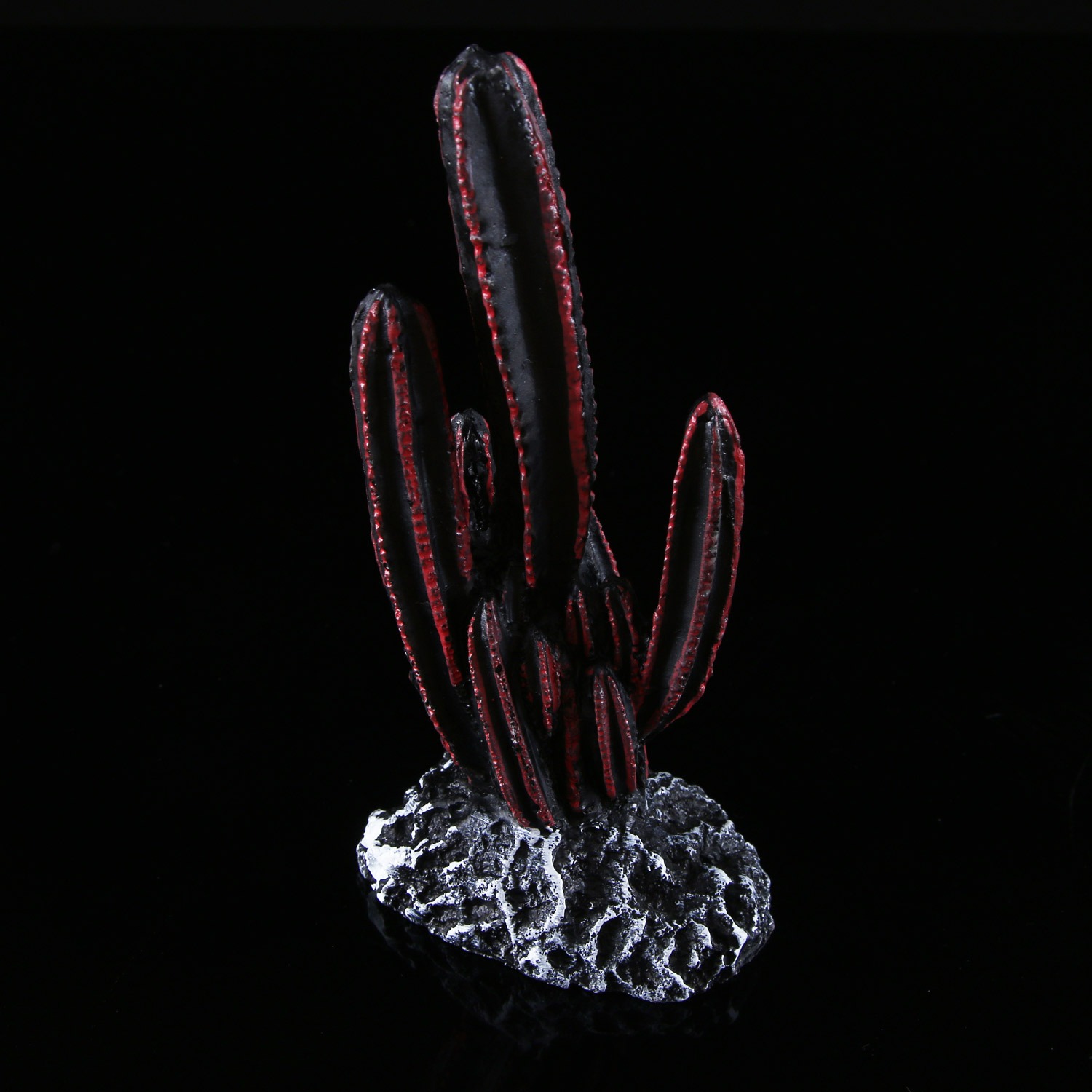Resin cactus ornament shown for aquarium decor use