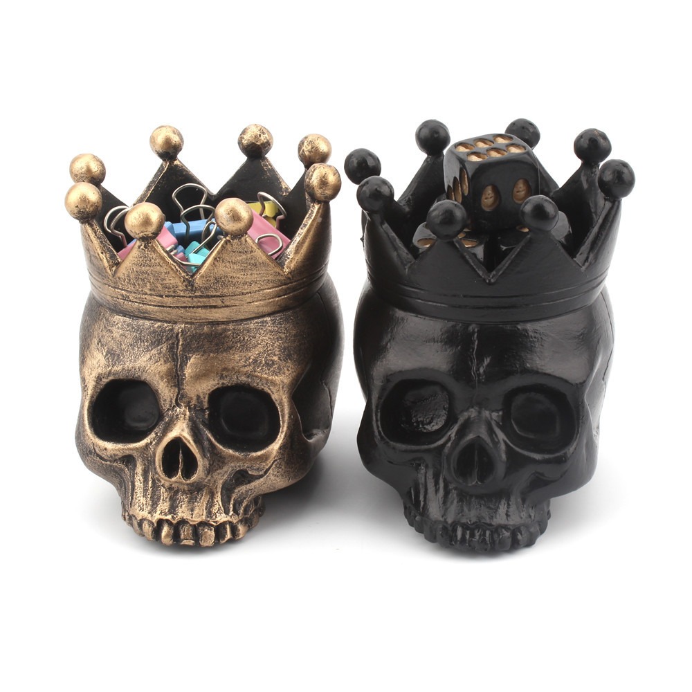 Skull candle holder styled on a pale surface ready for a tealight