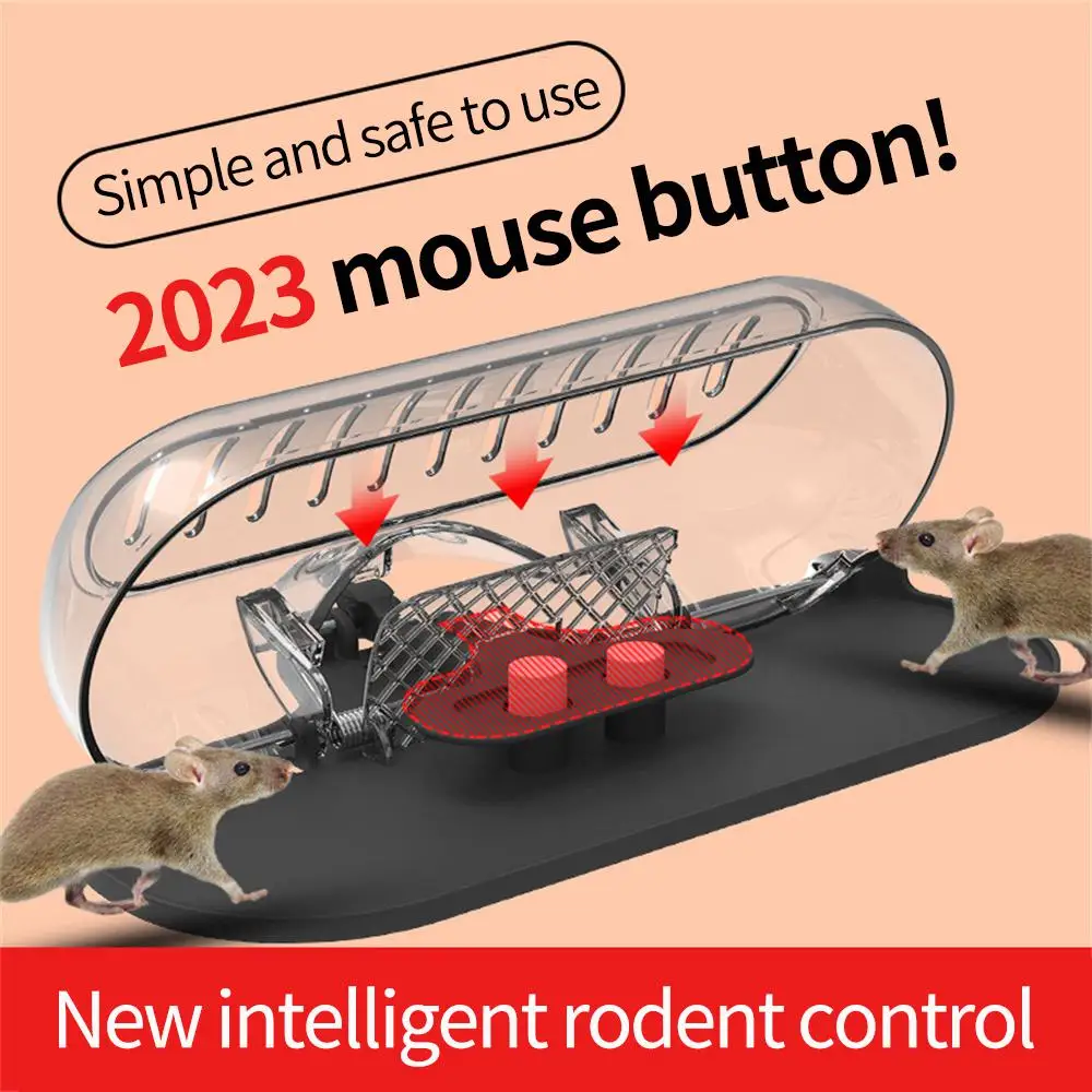 Clear dome mouse trap with red pedal and entrance visible from above