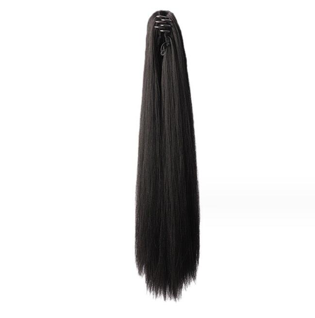 Dense-looking straight black ponytail hairpiece