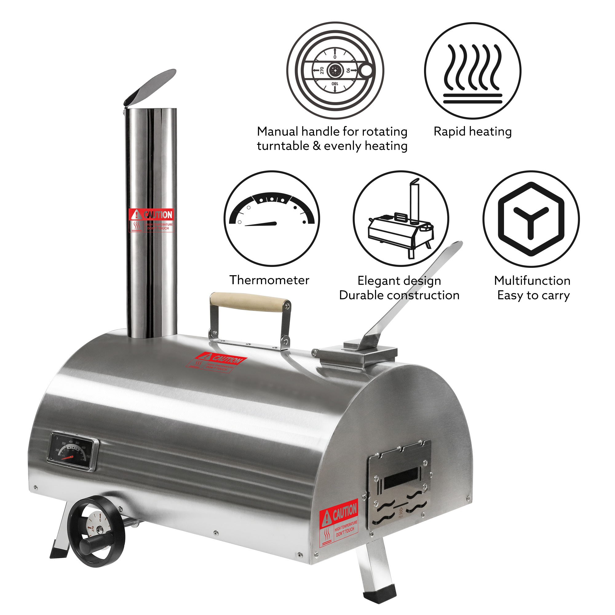 Outdoor pizza oven accessories laid out for a backyard cookout