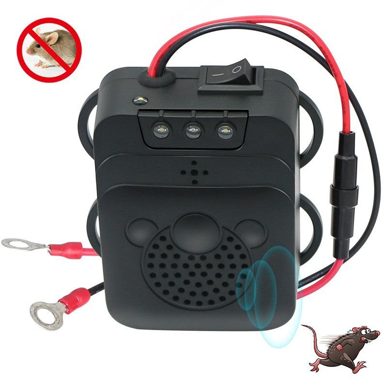 Front view of mouse repeller with speaker grille and LED indicators