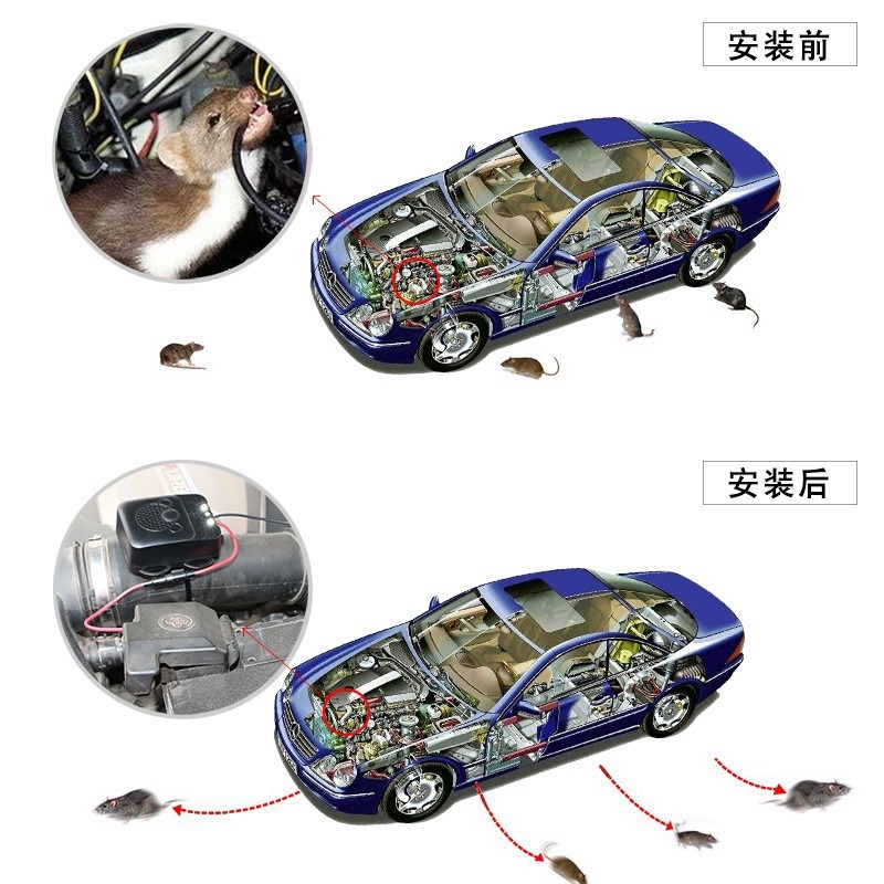 Under-hood wiring and engine bay of a parked car in a garage