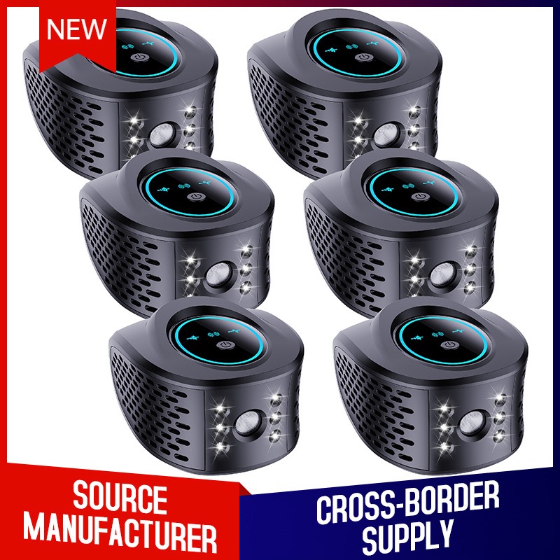 Several black repeller units lined up in a grid