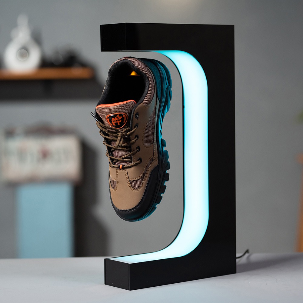 Sneaker sitting flat on a shelf among other shoes, easy to overlook