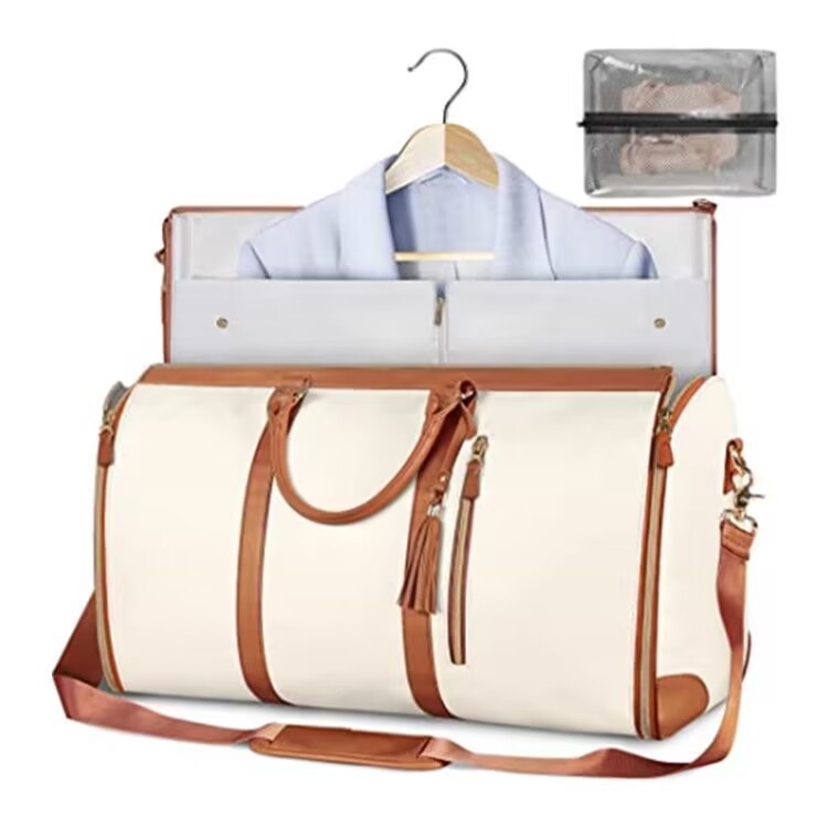 Large leather folding suit bag, travel crossbody, one shoulder sports and fitness bag, large