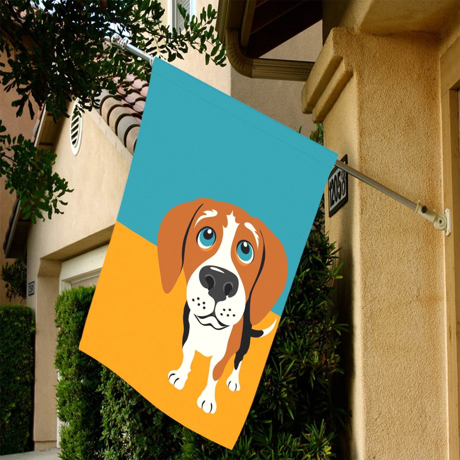 Beagle garden flag, 36x60 inches, twin-sided design, outdoor yard decor.