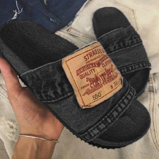 Trendy Shoes, Summer Thick Sole, One word Matsuke, Cowboy Letter Cool Slippers for Women image 3