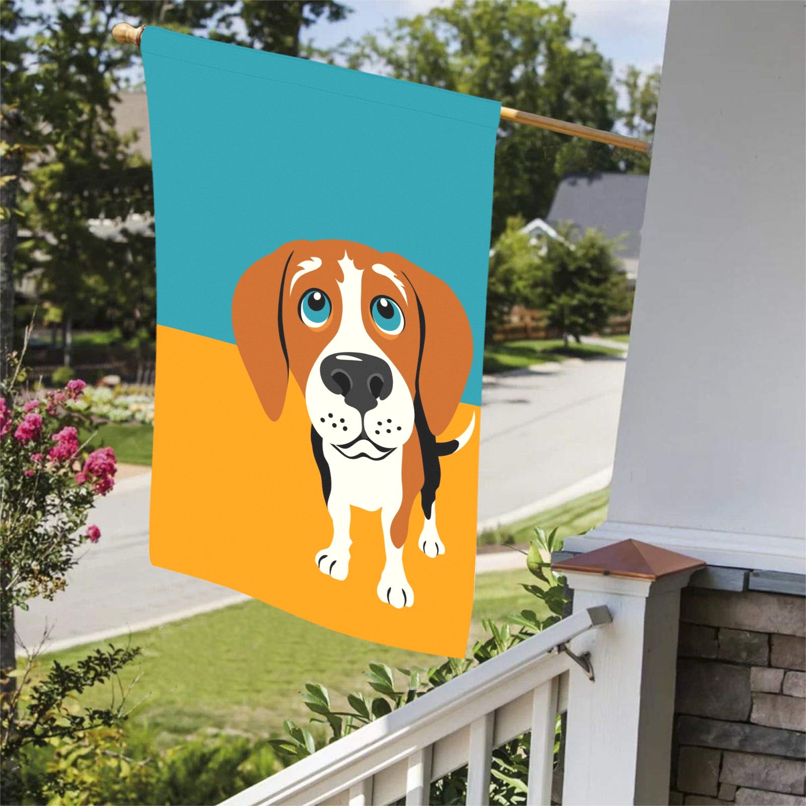Beagle garden flag, 36x60 inch, twin-sided design, outdoor yard decor.