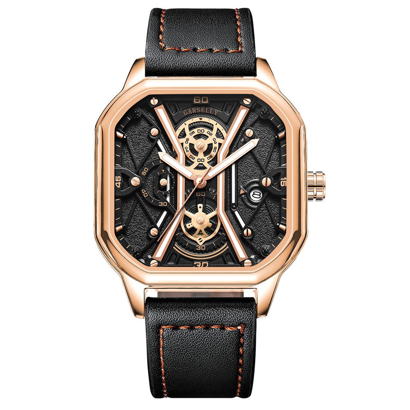 POEDAGAR Fashion Men Luxury Wristwatches Chronograph Luminous Waterproof Date Man Watch Square Dial