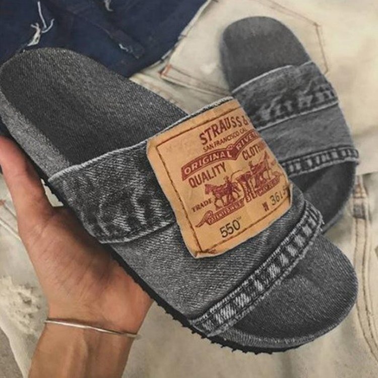 Trendy Shoes, Summer Thick Sole, One word Matsuke, Cowboy Letter Cool Slippers for Women image 6