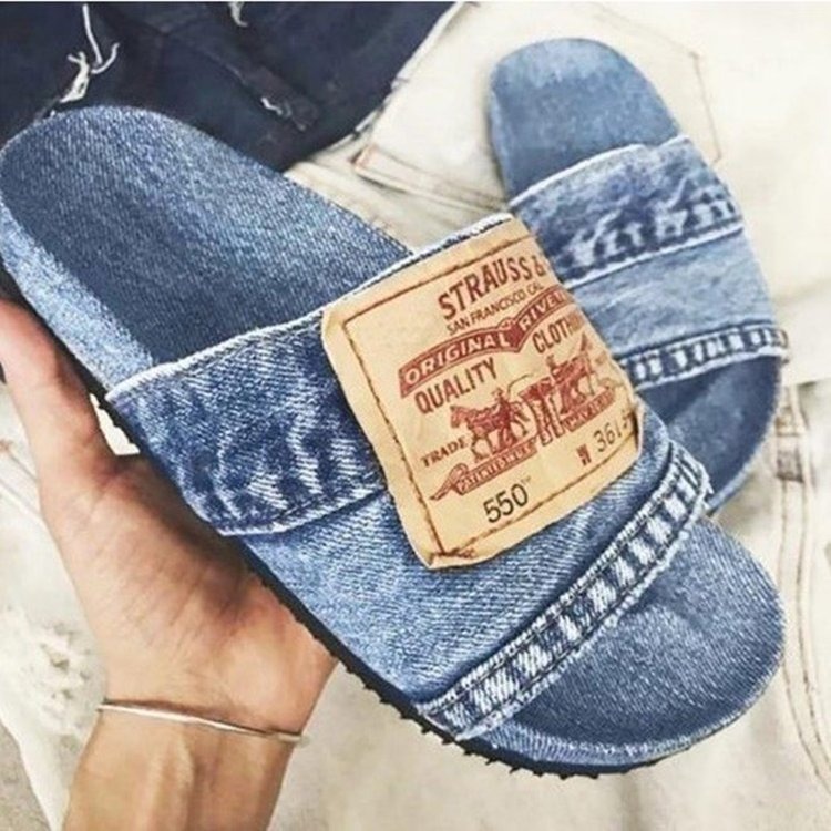 Trendy Shoes, Summer Thick Sole, One word Matsuke, Cowboy Letter Cool Slippers for Women image 8