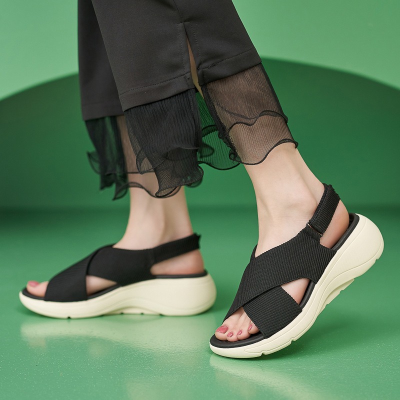 Thick Sole Sandals Lightweight, Anti slip, Comfortable, Casual Sports Velcro MD Women's Shoes image 3