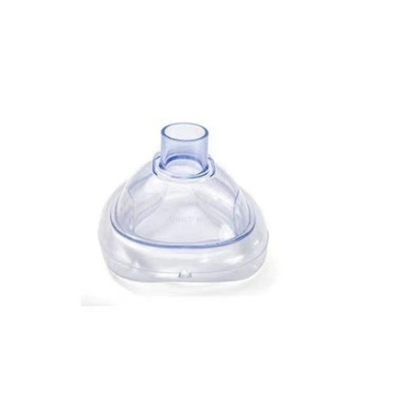 Pediatric respiratory mask with blue trim labeled 'PEDIATRIC' emphasizing size-specific training needs