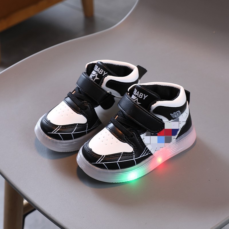 Luminous casual shoes, baby soft soled shoes, luminous boys and girls board