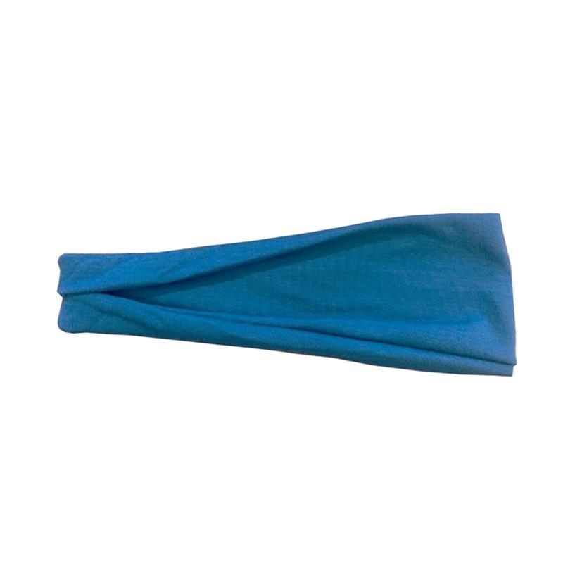 Teal fabric headband with gathered twisted front