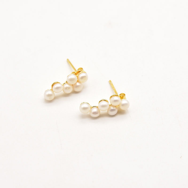 Natural Freshwater Pearl Earrings for Women French 925 Silver Needle Minimalist Earrings and for