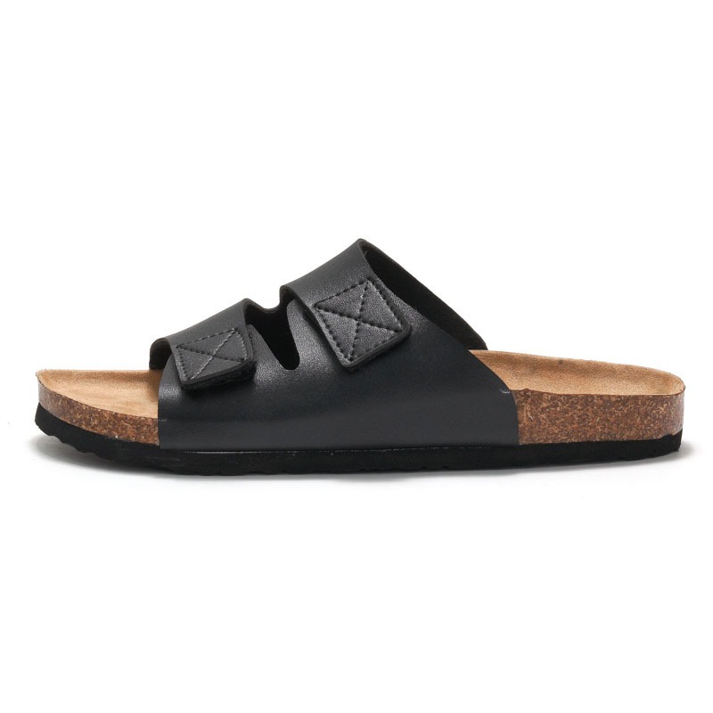 Spring and summer men's cork slippers Korean style men's sandals Velcro beach shoes image 4