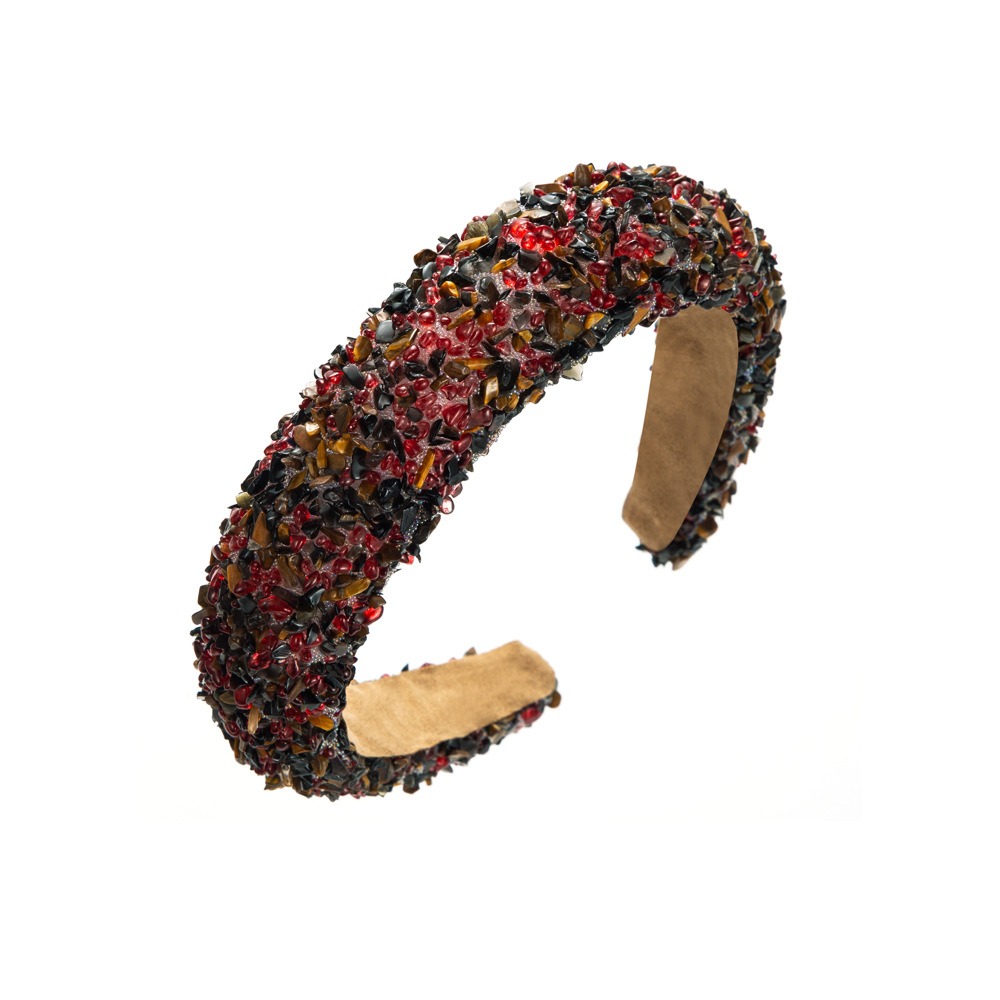 Dark multicolor crystal headband with dimensional texture