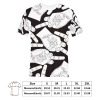 Men's black and white hand pattern all over print t-shirt with size chart