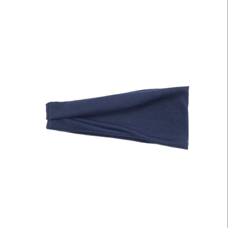Navy twisted sports headband displayed flat